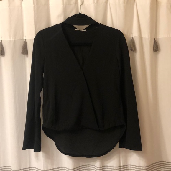 LF Wrap Choker Keyhole Blouse - Picture 1 of 6